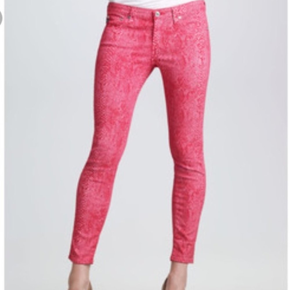 AG Adriano Goldschmied Raspberry Snakeskin Print Skinny Jeans Maximalist Y2K
